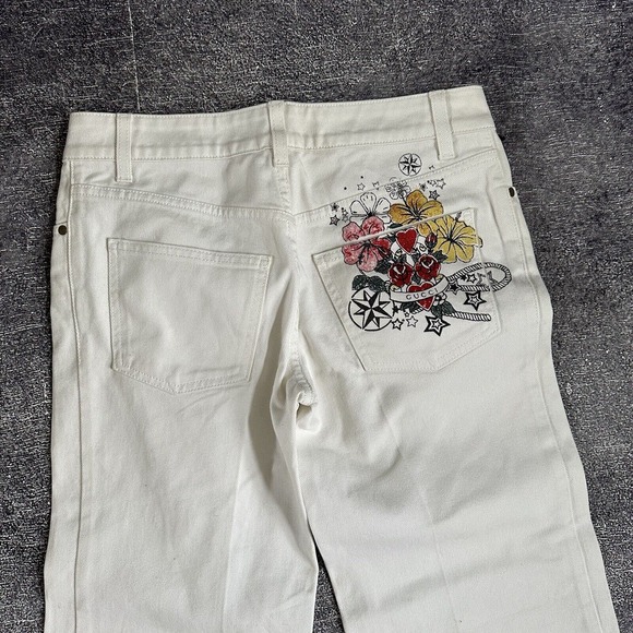 Women's Gucci Eco Washed Organic Cotton Flare White Jeans Pants Sz IT 38 (US S) - Picture 6 of 7